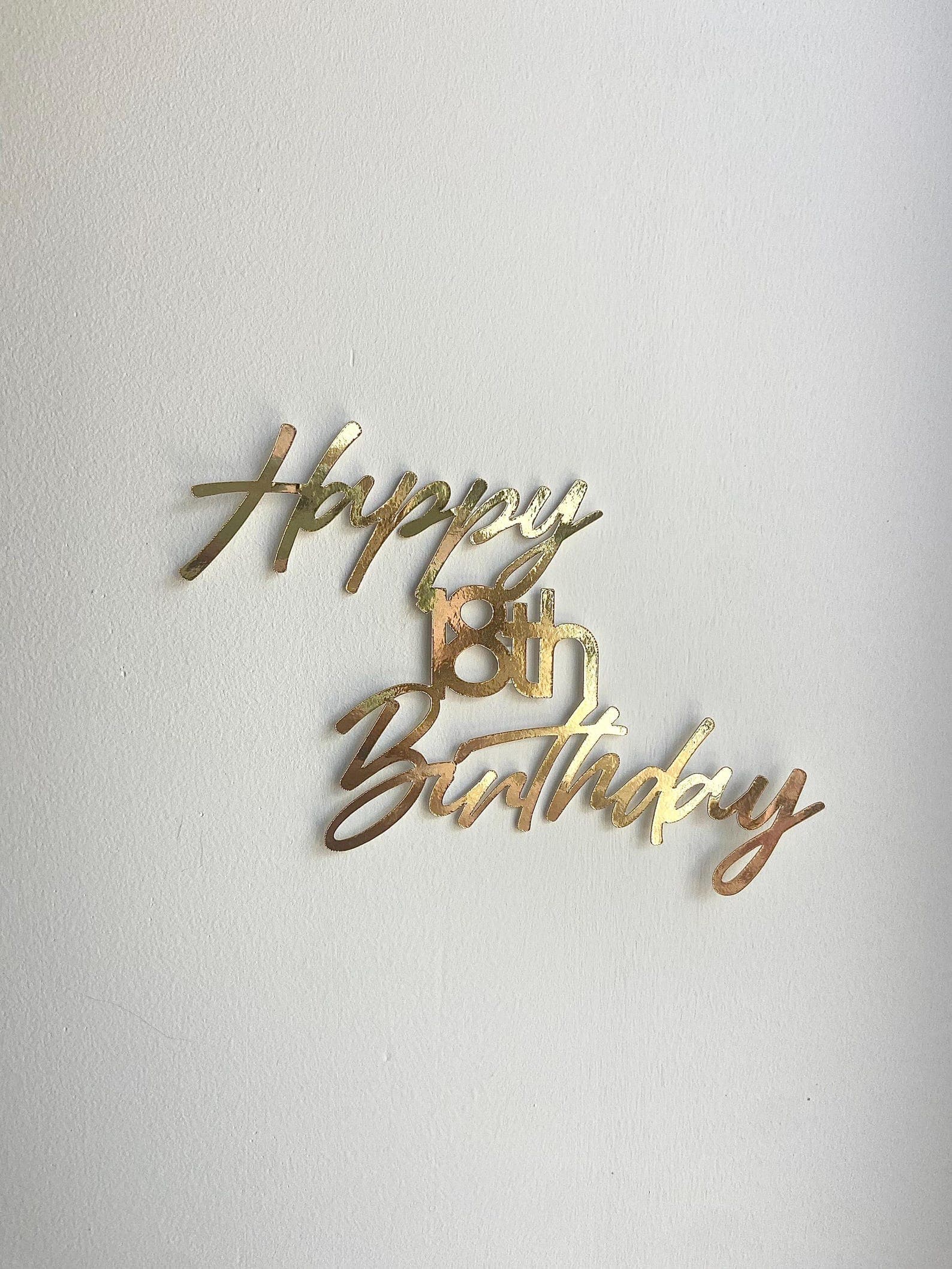 Gold Script Birthday Cake Topper