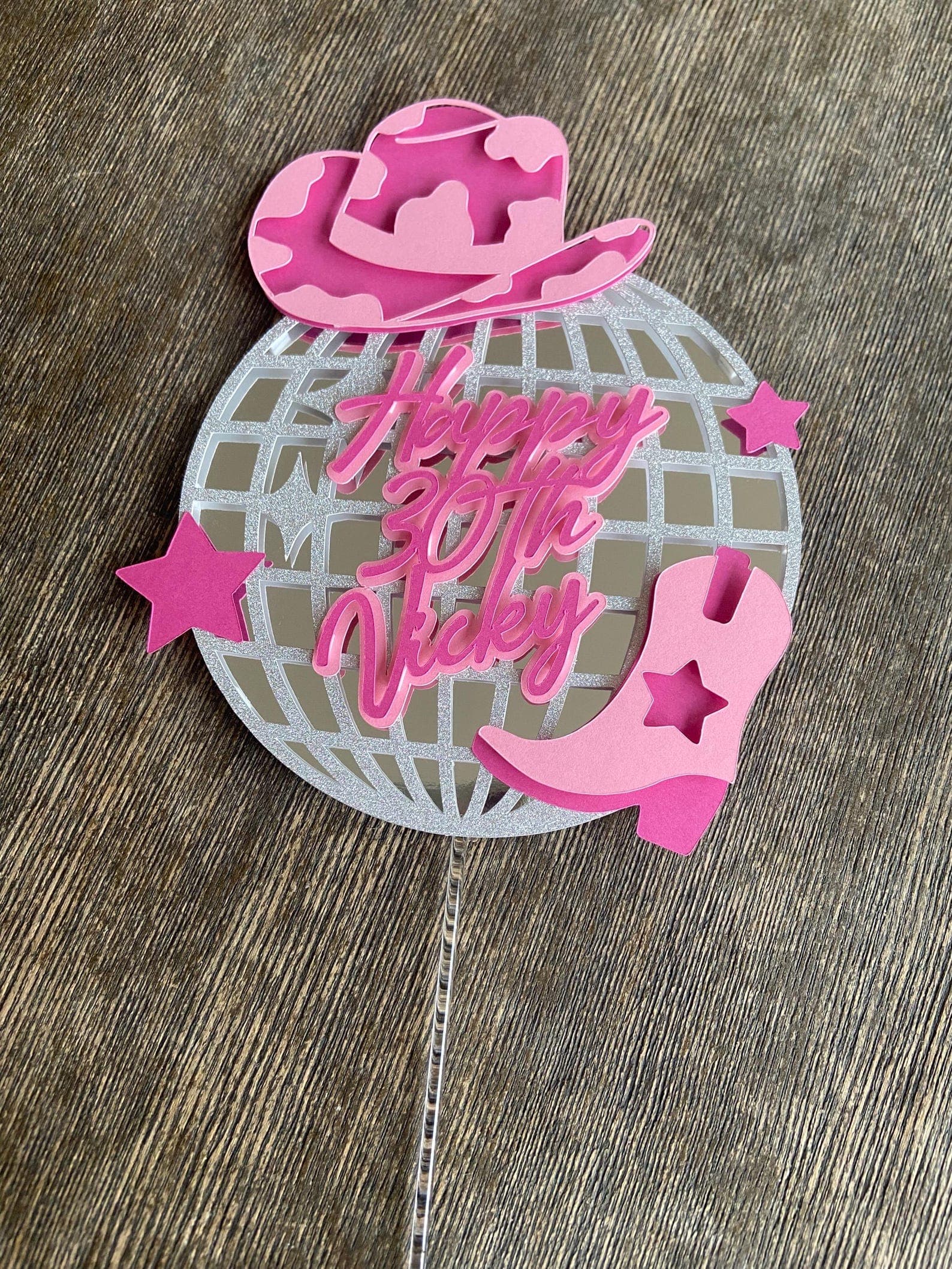 Disco Cowgirl Cake Topper