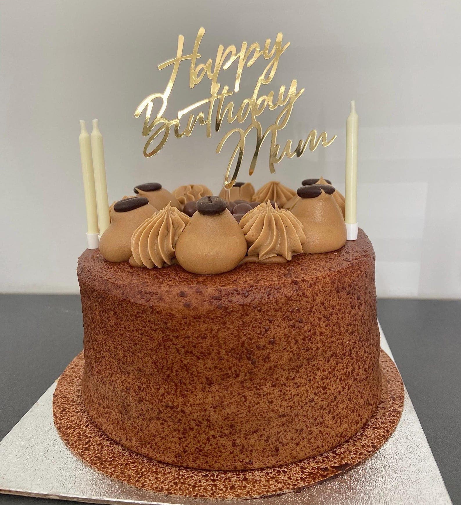 Mirror Gold Happy Birthday Mum Topper