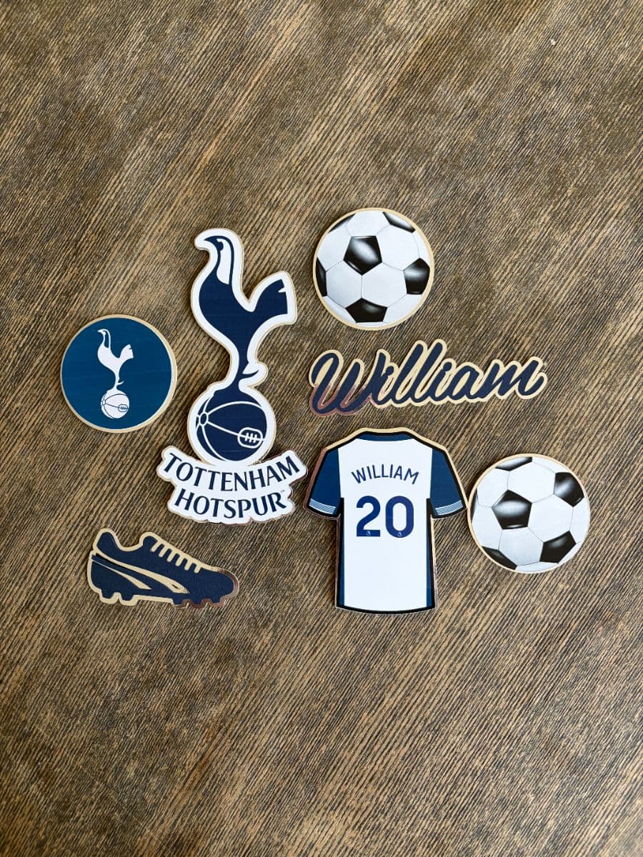 Tottenham Football Cake Charm Set personalised with a name and age