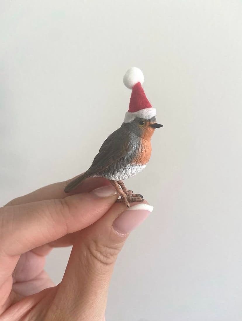 Christmas Robin Cake Topper, handmade in Hitchin