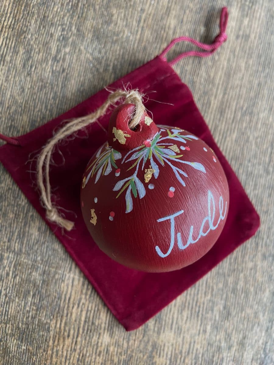 Red Personalised Christmas Bauble personalised with a name